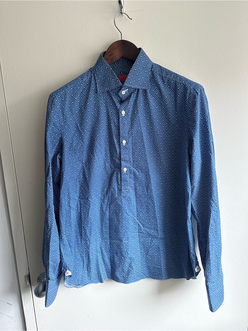 Isaia Coral Pattern Half Button Shirt Eu40